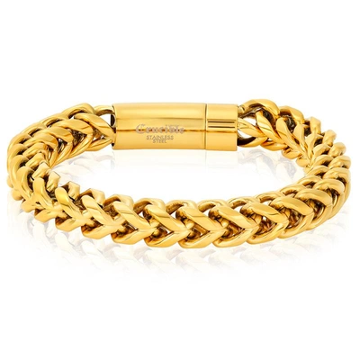 Crucible Jewelry Crucible Los Angeles Rounded Franco Chain Bracelet 10mm Wide - 10" In Gold