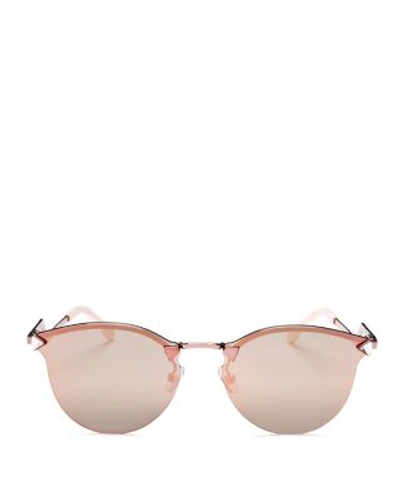 Fendi Women's Mirrored Rimless Cat Eye Sunglasses, 55mm In Pink/gray Rose Gold Mirror