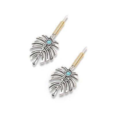 Sohi Blue Color Gold Plated Party Designer Stone Drop Earring For Women In Silver