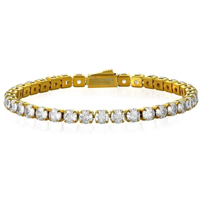 Crucible Jewelry Crucible Los Angeles 18k Gold Plated 5mm Simulated Diamond Tennis Bracelet - 9" In Silver