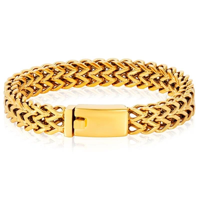 Crucible Jewelry Crucible Los Angeles Stainless Steel Double Row Franco 12mm Wide - 10" In Gold