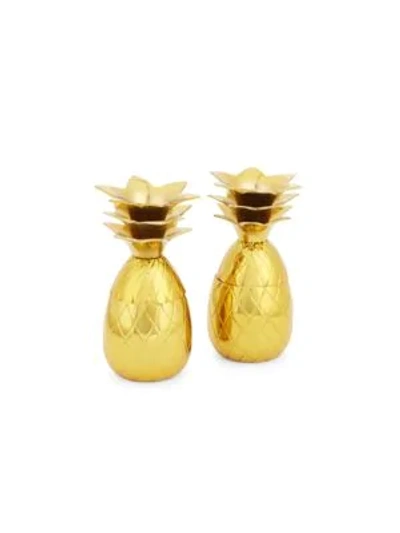 W & P Design Set Of Two Pineapple Shot Glasses In Gold