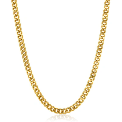 Crucible Jewelry Crucible Los Angeles 7mm Stainless Steel Rounded Curb Chain 26 Inches In Gold