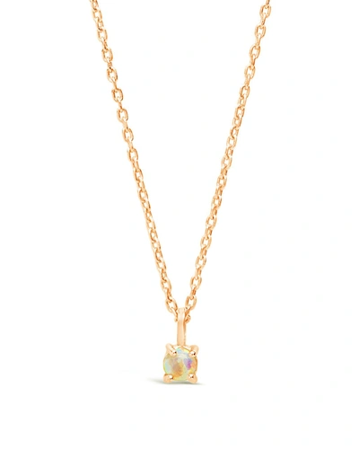 Sterling Forever Sterling Silver Mini Opal Pendant Necklace In Gold