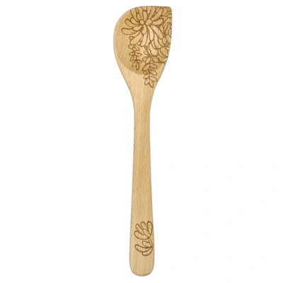 Talisman Designs Laser Etched Beechwood Corner Spoon, Succulent Collection In Brown