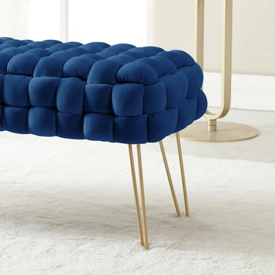 Ornavo Home Mirage Velvet Woven Bench Ottoman