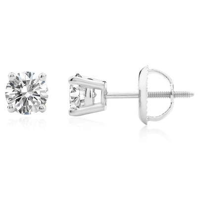Max + Stone Certified 14k White Gold Lab Grown Diamond Solitaire Stud Earrings (3/4 Ct. Tw) In Silver