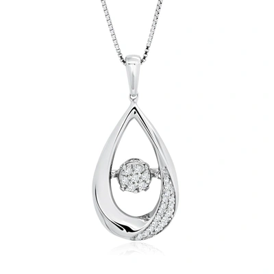 Max + Stone Dancing Diamond 'drops Of Love' Pendant Necklace In 925 Sterling Silver (1/10 Ct. Tw.), 18"