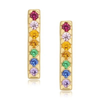 Fremada 14k Yellow Gold Multi Color Cubic Zirconia Kaleidoscope Midi Stud Earrings