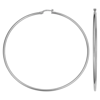 Fremada 14k White Gold Large Hoop Earrings (2x70mm)