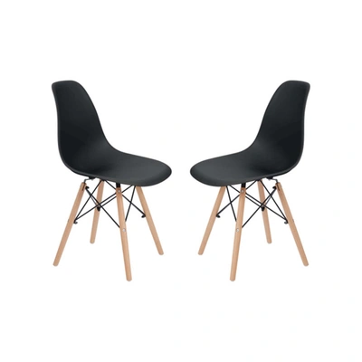 Teamson Home - Allan Plastic Side Dining Chair With Wood Legs Set Of 2