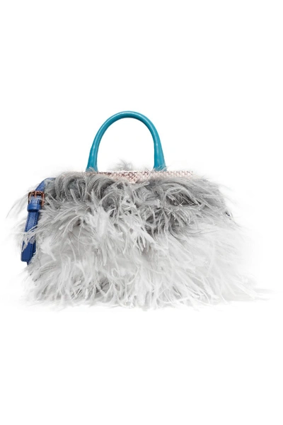 Just Cavalli Feather And Leather Shoulder Bag