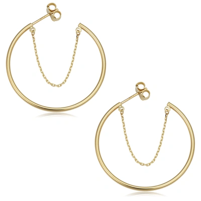 Fremada 14k Yellow Gold Open Hoop Chain Earrings