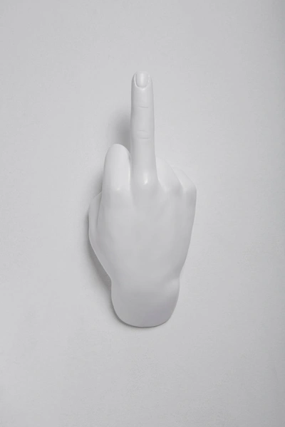 Interior Illusion Plus Interior Illusions Plus White Middle Finger Hand Wall Mount - 9" Tall