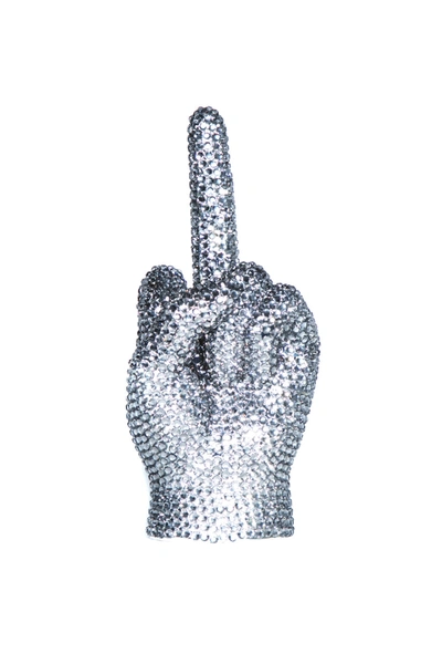 Interior Illusion Plus Interior Illusions Plus Graphite Rhinestone Middle Finger Hand Tabletop - 9" Tall