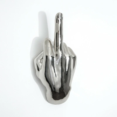 Interior Illusion Plus Interior Illusions Plus Silver Middle Finger Hand Wall Mount - 7" Long