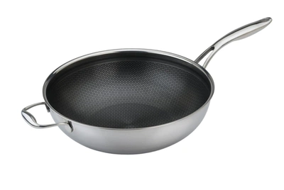 Frieling Black Cube 12-1/2 Inch Stainless/nonstick Hybrid Wok In Silver