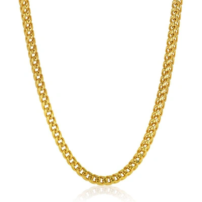 Crucible Jewelry Crucible Los Angeles 7mm Stainless Steel Rounded Franco Chain 26 Inches In Gold