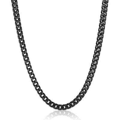 Crucible Jewelry Crucible Los Angeles 7mm Stainless Steel Rounded Franco Chain 26 Inches In Black