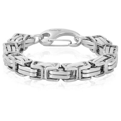 Crucible Jewelry Crucible Los Angeles Stainless Steel Byzantine Chain Bracelet 11mm Wide - 9" In Silver