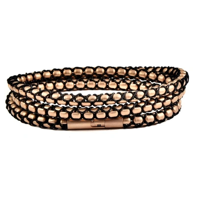 Crucible Jewelry Crucible Los Angeles Matte Finish Stainless Steel Box Chain With Black Nylon Cord - 26" In Gold