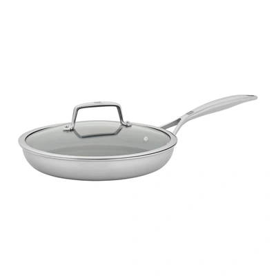 Zwilling Energy Plus 10-inch Stainless Steel Ceramic Nonstick Fry Pan With Lid In Stainless Steel,grey