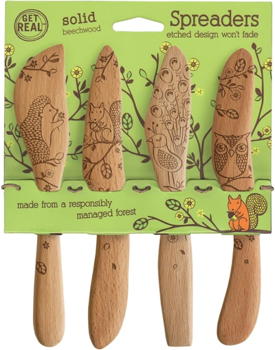 Talisman Designs Beechwood Spreaders, Woodland Collection, Set Of 4 In Brown
