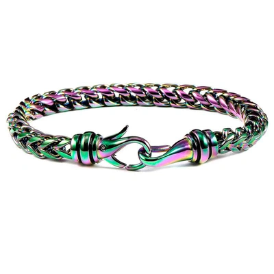 Crucible Jewelry Crucible Los Angeles Gold Polished 6mm Stainless Steel Franco Chain Bracelet - 8" In Green