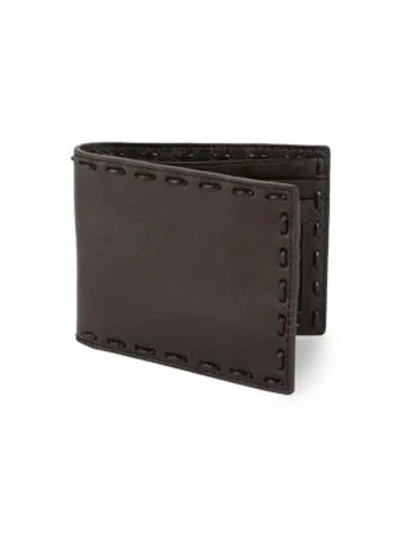 John Varvatos Leather Continental Wallet In Chocolate