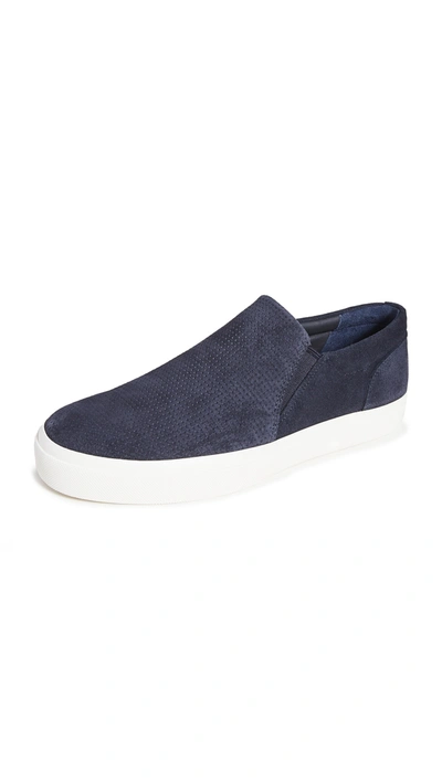 Vince Men's Fletcher Perforated Suede Slip-on Sneakers In Coastal Blue