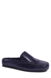 Carlos Santana Hades Croc Embossed Leather Mule In Navy