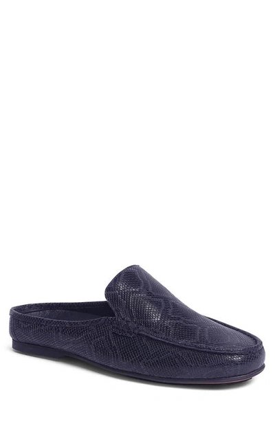 Carlos Santana Hector Snake Embossed Leather Mule In Navy