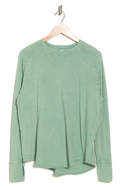 Z By Zella Vintage Washed Relaxed Long Sleeve Tee In Green Seaglass