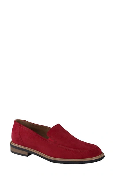 Paul Green Shelby Moc Toe Slip-on Flat In Red Soft Suede
