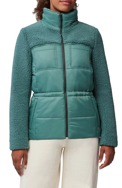 Soia & Kyo Izzie Faux Shearling Detail Puffer Coat In Spruce