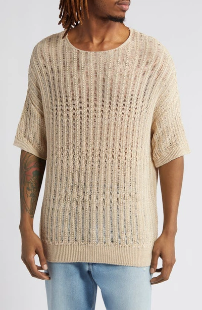 Topman Sweater Knit T-shirt In Stone