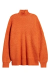 Topshop Funnel Neck Rib Sweater In Orange