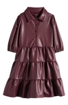 Ava & Yelly Kids' Faux Leather Dress In Brown