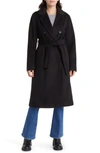 Sam Edelman Tie Waist Double Breasted Trench Coat In Black