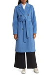 Sam Edelman Tie Waist Double Breasted Trench Coat In Blue