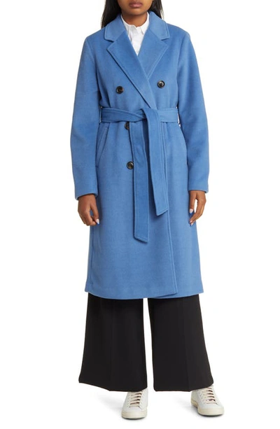 Sam Edelman Tie Waist Double Breasted Trench Coat In Blue