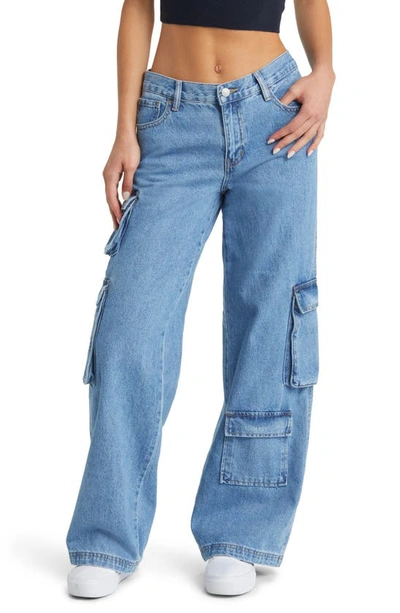 Pacsun '90s Baggy Rigid Cargo Pocket Wide Leg Jeans In Balboa Blue