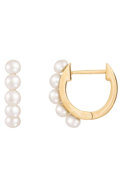 Splendid Pearls 14k Gold 5–5.5mm Cultured Freshwater Pearl Huggie Hoop Earrings In White