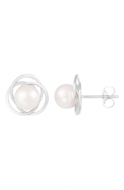 Splendid Pearls 6.5–7mm Cultured Pearl Halo Stud Earrings In White