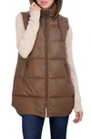 Sebby Quilted Puffer Vest In Medium Brown