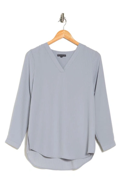 Adrianna Papell Solid Textured Stripe Tunic In Silver Mist