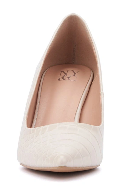 New York And Company Belle Reptile Embossed Pump In Bone Croc