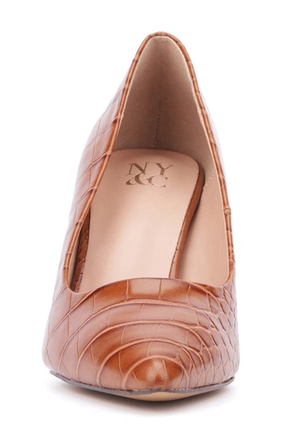 New York And Company Belle Reptile Embossed Pump In Cognac Croc