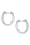 Bling Jewelry Cz Paper Clip Link Huggie Hoop Earrings In Grey