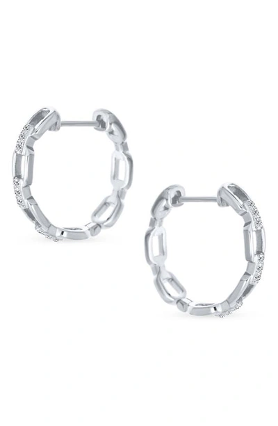 Bling Jewelry Cz Paper Clip Link Huggie Hoop Earrings In Grey